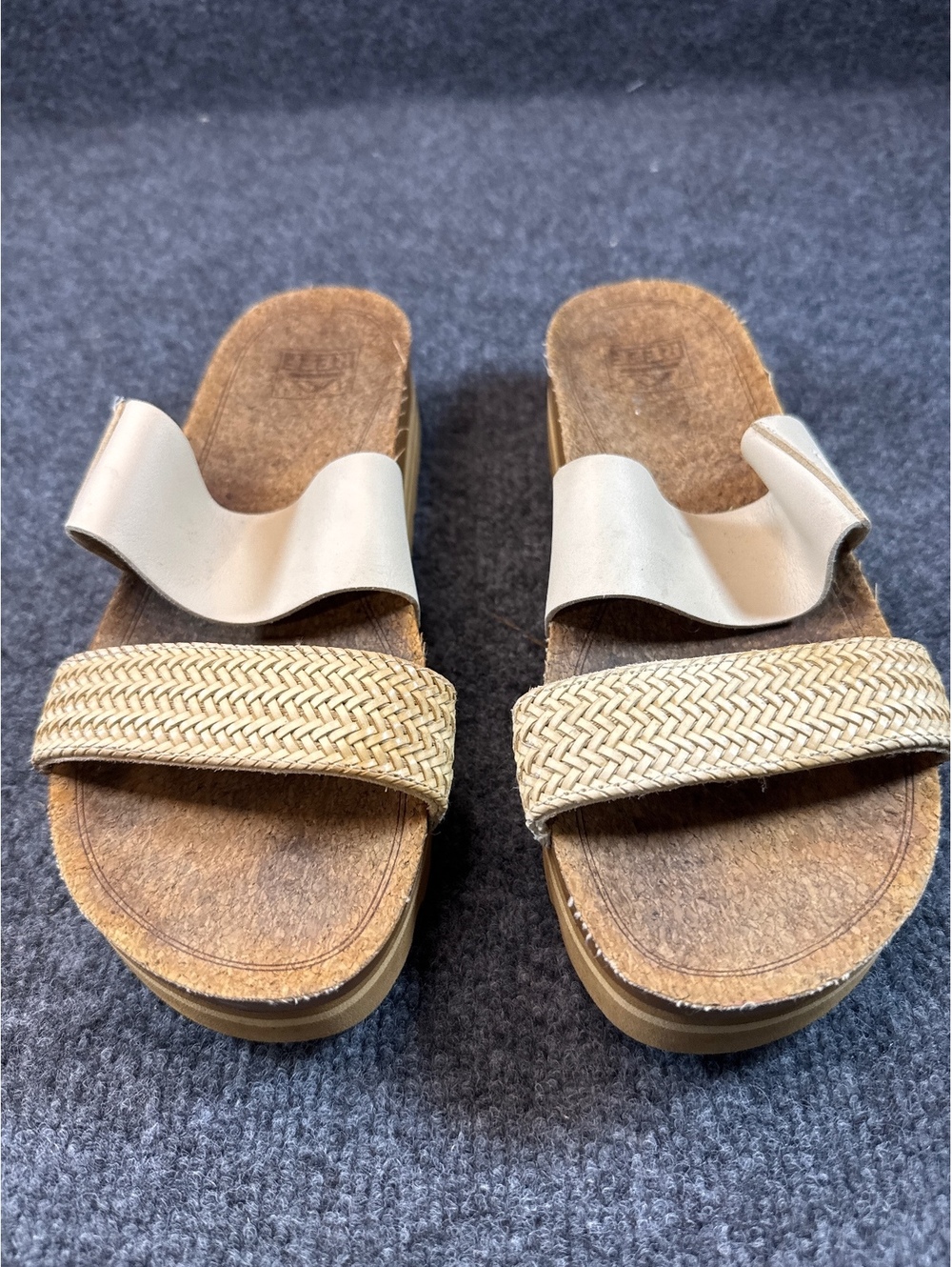Reef Womens Cushion Vista Hi Platform Slide Sandals Size 8.5 Beige Natural